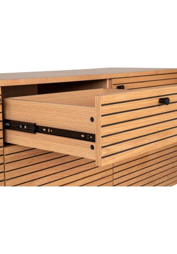 HOUSE NORDIC Sknk, egefiner, sorte metalben, 3 skuffer, 2 lger, 150x40x74 cm