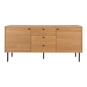 HOUSE NORDIC Sknk, egefiner, sorte metalben, 3 skuffer, 2 lger, 150x40x74 cm