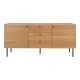 HOUSE NORDIC Sknk, egefiner, sorte metalben, 3 skuffer, 2 lger, 150x40x74 cm