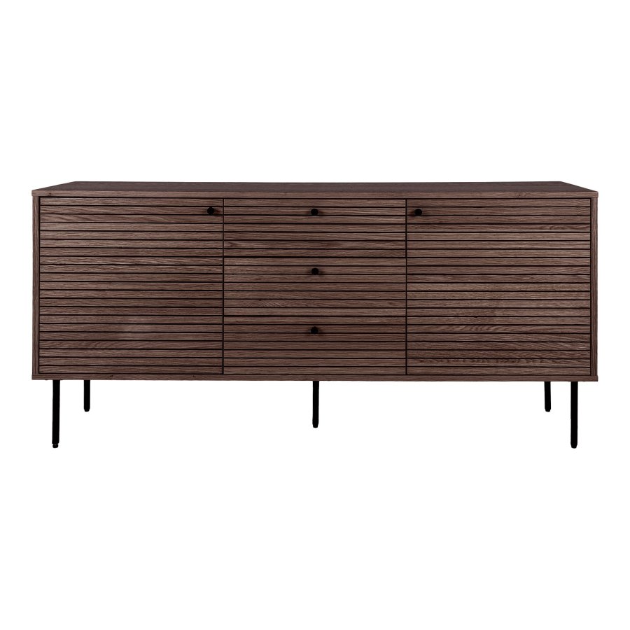 HOUSE NORDIC Kyoto sknk, m. 2 lger, 2 hylder og 3 skuffer - rgfarvet egefiner og sort stl