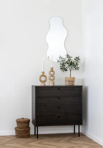 HOUSE NORDIC Kyoto kommode, m. 4 skuffer - rgfarvet egefiner og sort stl