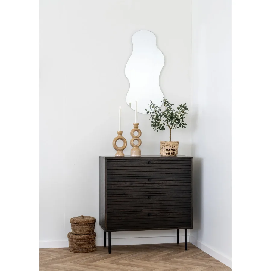 HOUSE NORDIC Kyoto kommode, m. 4 skuffer - rgfarvet egefiner og sort stl