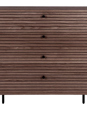 HOUSE NORDIC Kyoto kommode, m. 4 skuffer - rgfarvet egefiner og sort stl