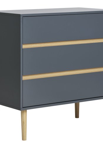 HOUSE NORDIC Bisley kommode, m. 3 skuffer - mrkegr MDF og fyrretr