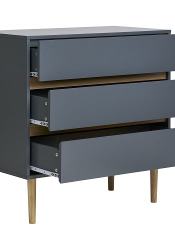 HOUSE NORDIC Bisley kommode, m. 3 skuffer - mrkegr MDF og fyrretr