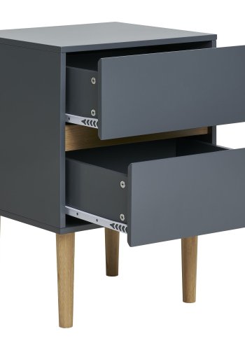 HOUSE NORDIC Bisley sidebord, m. 2 skuffer - mrkegr MDF og fyrretr (40x35)