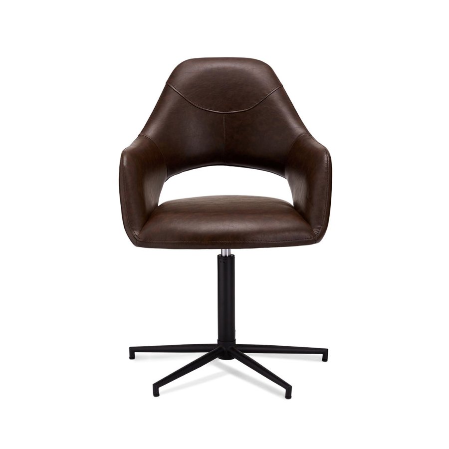 Luna spisebordsstol, m. armln - mrkebrun PU