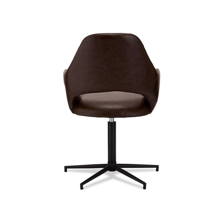 Luna spisebordsstol, m. armln - mrkebrun PU