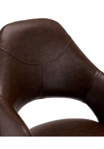 Luna spisebordsstol, m. armln - mrkebrun PU