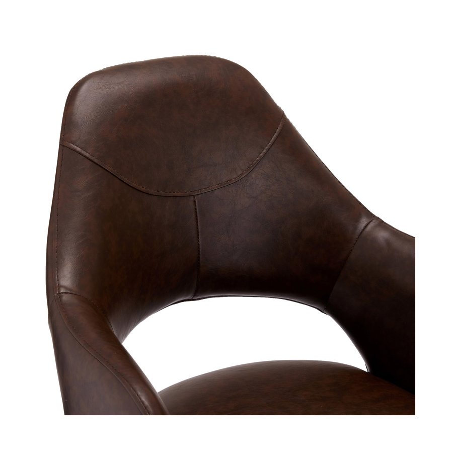 Luna spisebordsstol, m. armln - mrkebrun PU