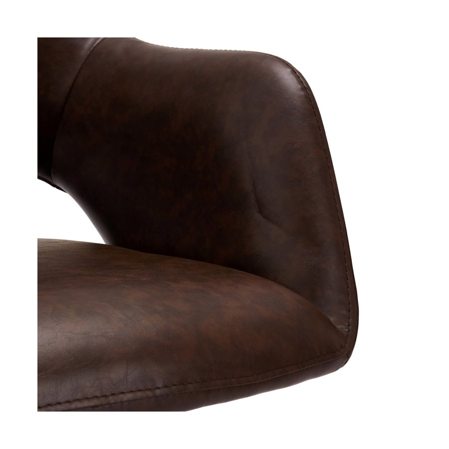 Luna spisebordsstol, m. armln - mrkebrun PU