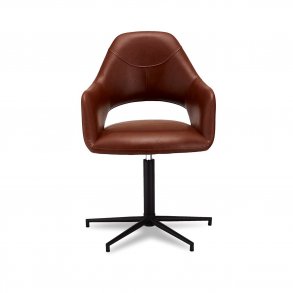 Luna spisebordsstol, m. armln - lysebrun PU