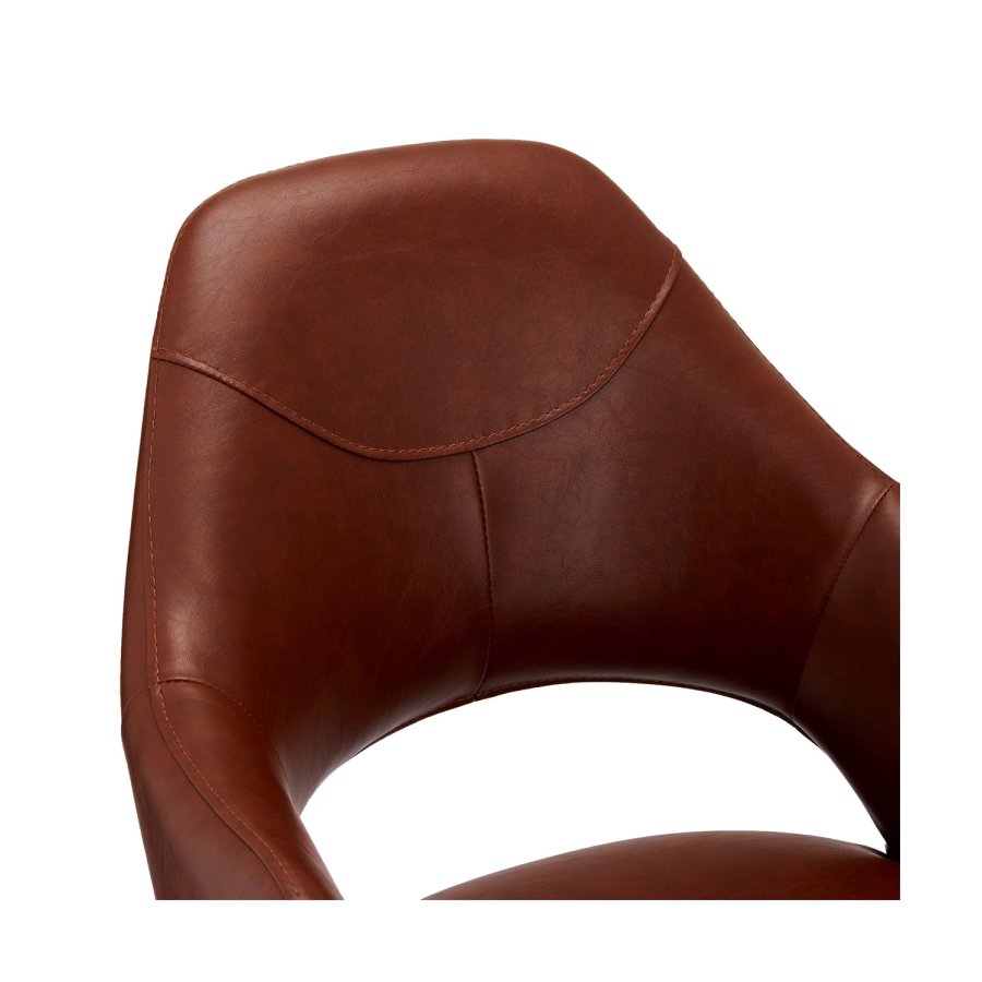 Luna spisebordsstol, m. armln - lysebrun PU