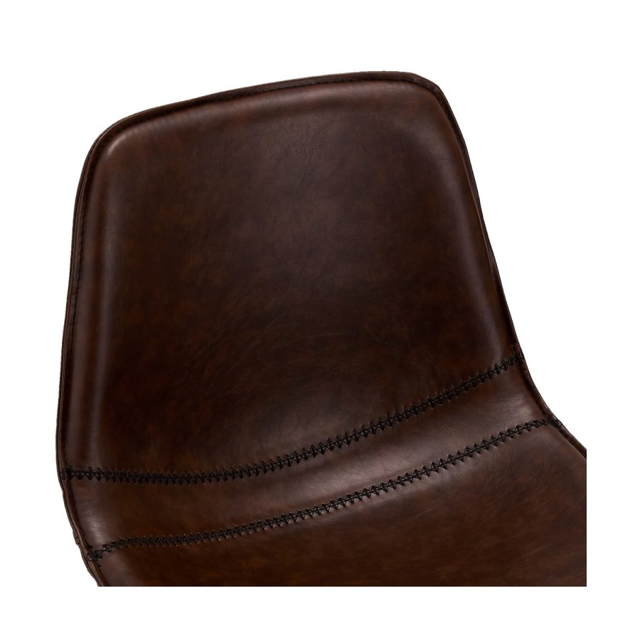 Isabel barstol, m. rygln og fodsttte - mrkebrun PU