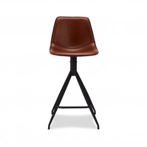 Isabel barstol, m. rygln og fodsttte - lysebrun PU