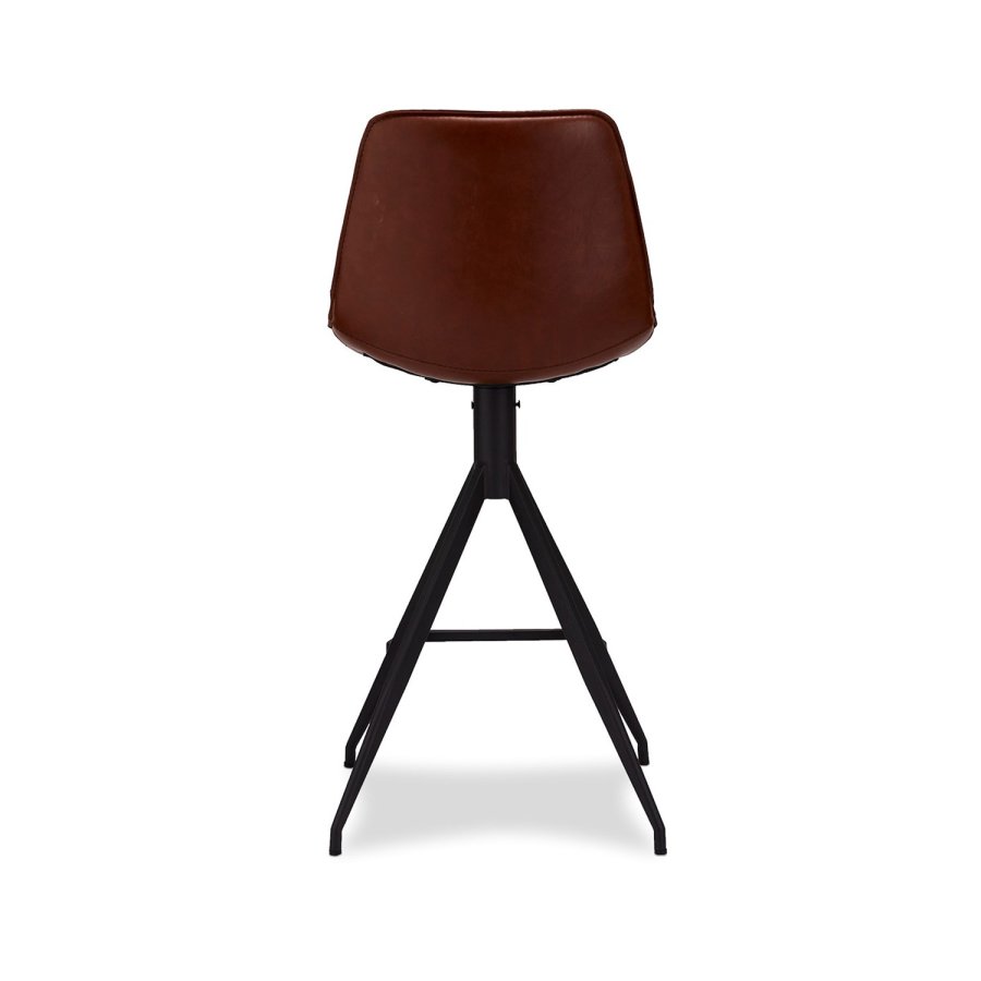 Isabel barstol, m. rygln og fodsttte - lysebrun PU