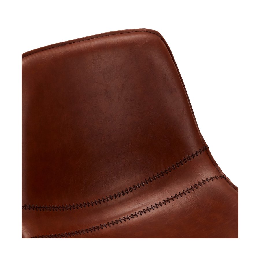 Isabel barstol, m. rygln og fodsttte - lysebrun PU