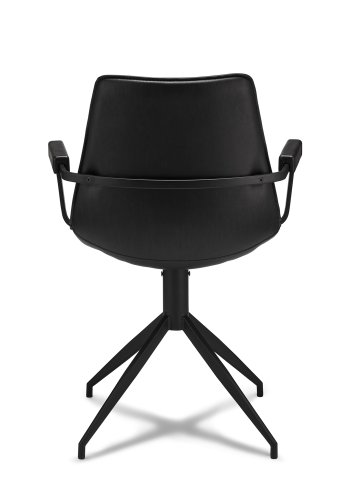 Isabel spisebordsstol, m. armln og drejefunktion - sort PU lder m. sorte ben
