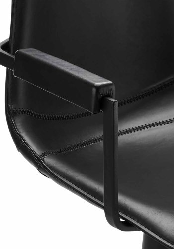 Isabel spisebordsstol, m. armln og drejefunktion - sort PU lder m. sorte ben