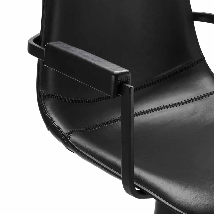 Isabel spisebordsstol, m. armln og drejefunktion - sort PU lder m. sorte ben