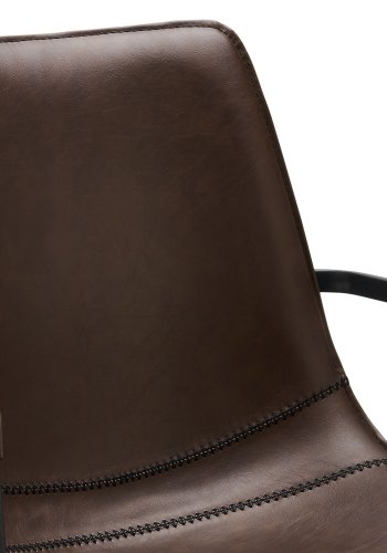   Isabel spisebordsstol, m. armln og drejefunktion - mrkebrunt PU lder og sort stel