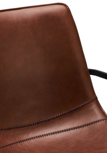 Isabel spisebordsstol, m. armln og drejefunktion - lysebrunt PU lder og sort stel