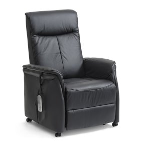 Victor recliner stol, m. 1 motor, sdelft, vippefunktion, skammel, armln, hjul - sort lder/PVC