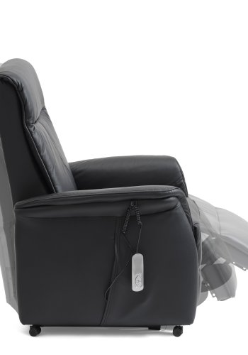 Victor recliner stol, m. 1 motor, sdelft, vippefunktion, skammel, armln, hjul - sort lder/PVC