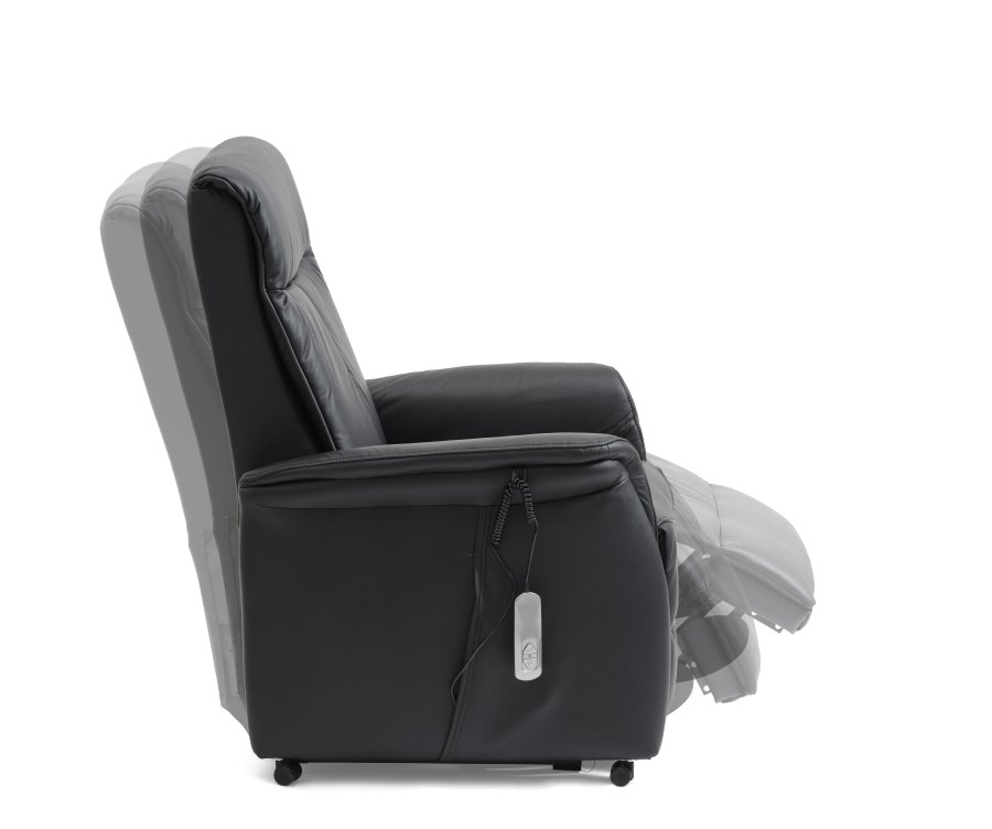 Victor recliner stol, m. 1 motor, sdelft, vippefunktion, skammel, armln, hjul - sort lder/PVC