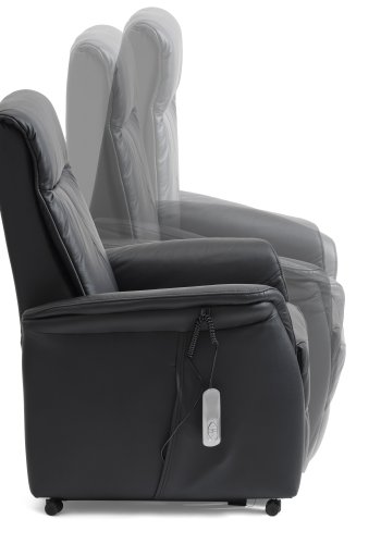 Victor recliner stol, m. 1 motor, sdelft, vippefunktion, skammel, armln, hjul - sort lder/PVC