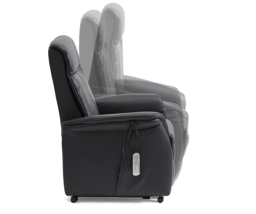 Victor recliner stol, m. 1 motor, sdelft, vippefunktion, skammel, armln, hjul - sort lder/PVC