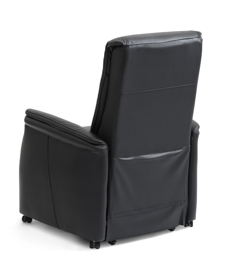 Victor recliner stol, m. 1 motor, sdelft, vippefunktion, skammel, armln, hjul - sort lder/PVC