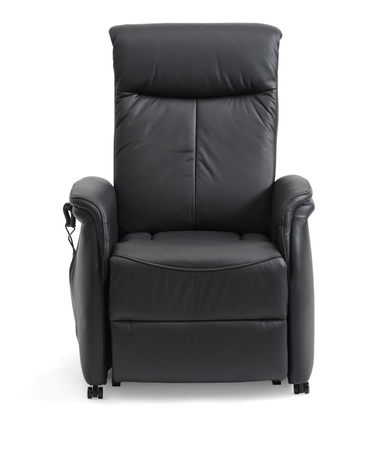 Victor recliner stol, m. 1 motor, sdelft, vippefunktion, skammel, armln, hjul - sort lder/PVC