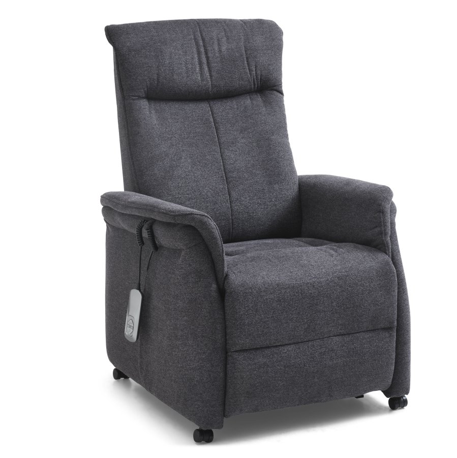 Victor recliner stol, m. 1 motor, sdelft, vippefunktion, skammel, armln, hjul - antracitgr stof