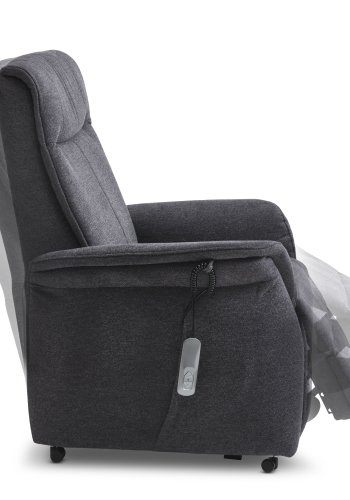 Victor recliner stol, m. 1 motor, sdelft, vippefunktion, skammel, armln, hjul - antracitgr stof