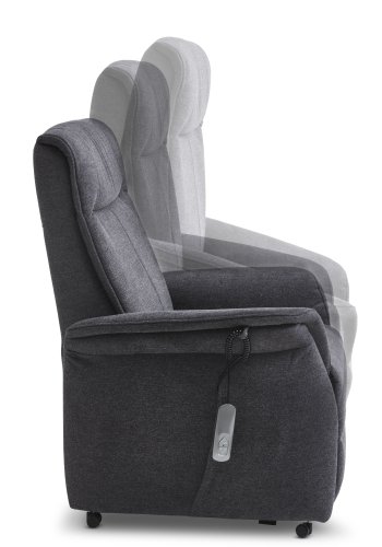 Victor recliner stol, m. 1 motor, sdelft, vippefunktion, skammel, armln, hjul - antracitgr stof