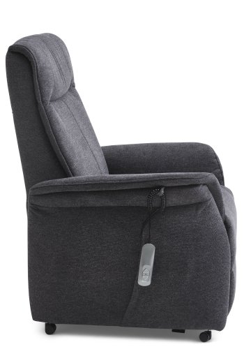Victor recliner stol, m. 1 motor, sdelft, vippefunktion, skammel, armln, hjul - antracitgr stof
