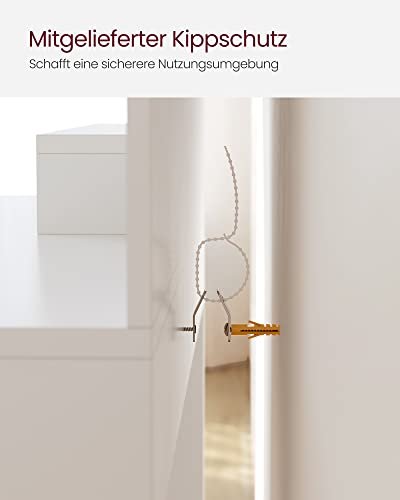 VASAGLE makeup bord, m. spejl, 1 skuffe, 4 hylder, 1 skab- spejlglas og hvid spnplade (80x40)