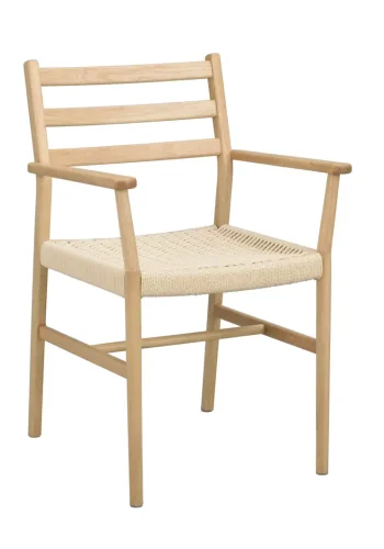 ROWICO Harlan spisebordsstol, m. armln - lys beige papirsnor og natur eg