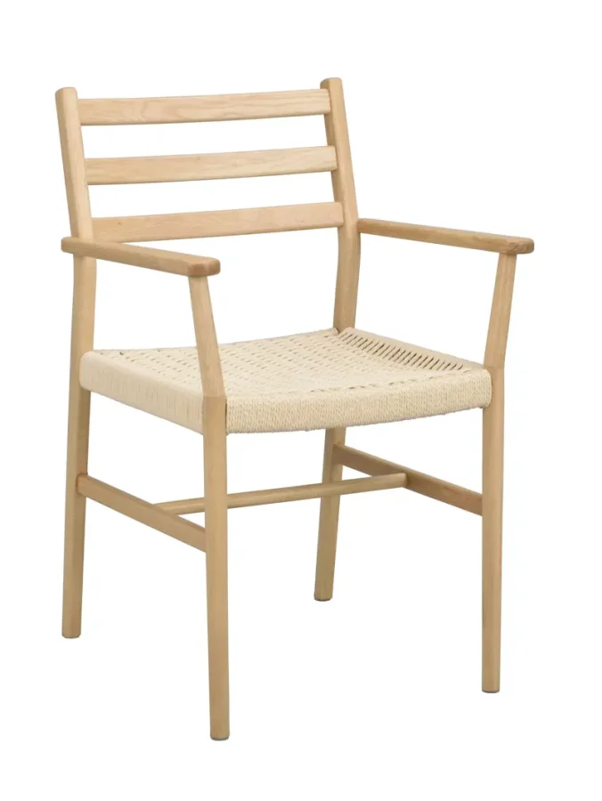 ROWICO Harlan spisebordsstol, m. armln - lys beige papirsnor og natur eg