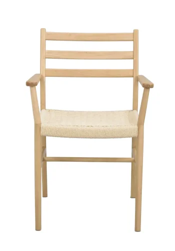 ROWICO Harlan spisebordsstol, m. armln - lys beige papirsnor og natur eg