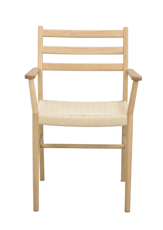 ROWICO Harlan spisebordsstol, m. armln - lys beige papirsnor og natur eg