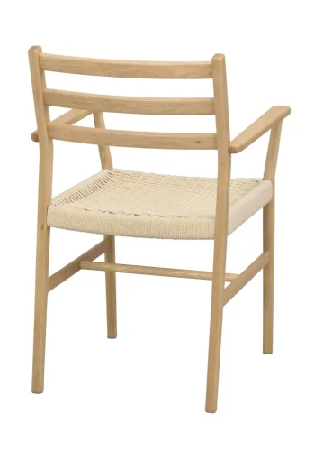 ROWICO Harlan spisebordsstol, m. armln - lys beige papirsnor og natur eg