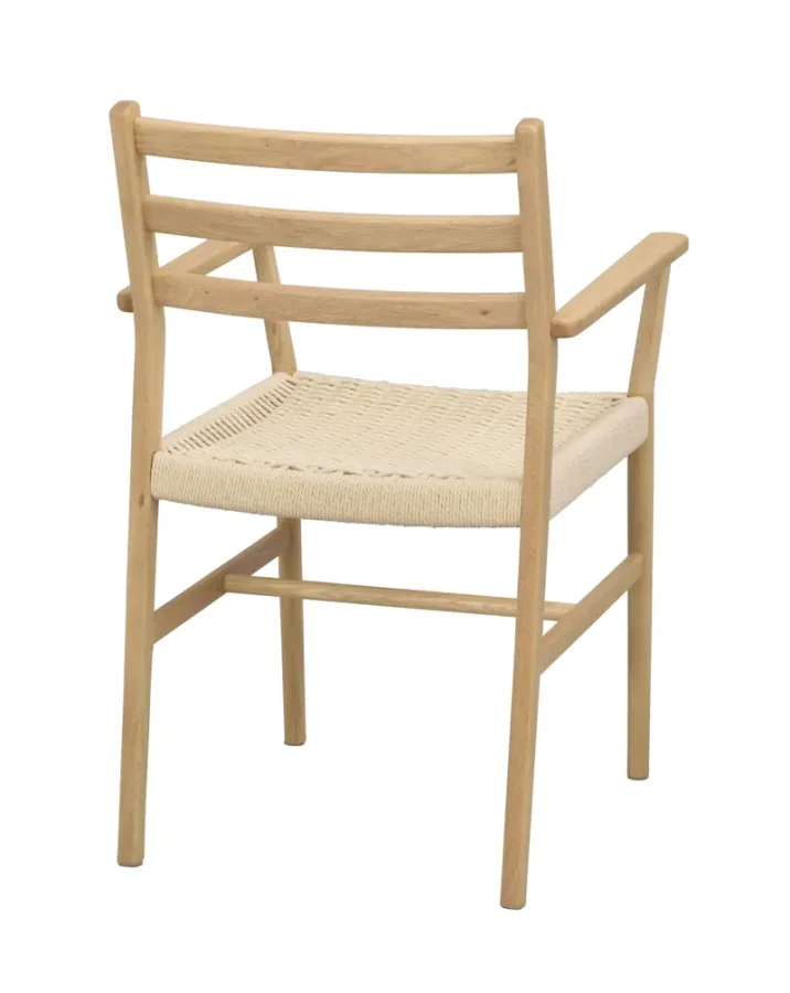 ROWICO Harlan spisebordsstol, m. armln - lys beige papirsnor og natur eg