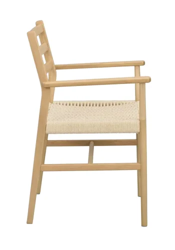 ROWICO Harlan spisebordsstol, m. armln - lys beige papirsnor og natur eg