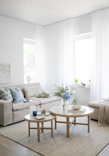 ROWICO Rawlins fodskammel, kvadratisk - beige stof (91x91)