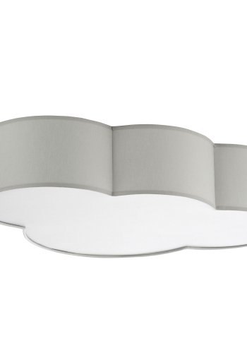 TK Sky brnelampe - gr stof og hvid plastik