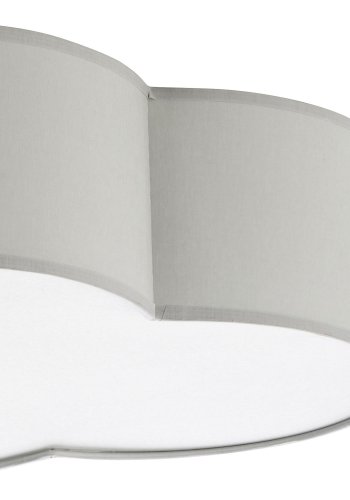 TK Sky brnelampe - gr stof og hvid plastik