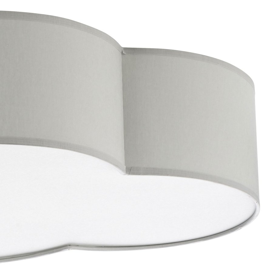 TK Sky brnelampe - gr stof og hvid plastik