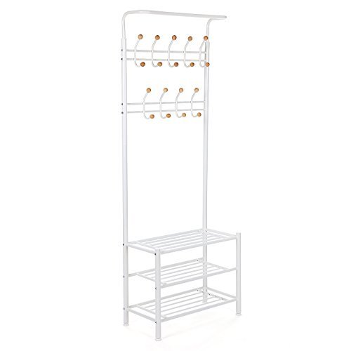 SONGMICS entréopstilling, m. knager og 3 hylder - hvid stl